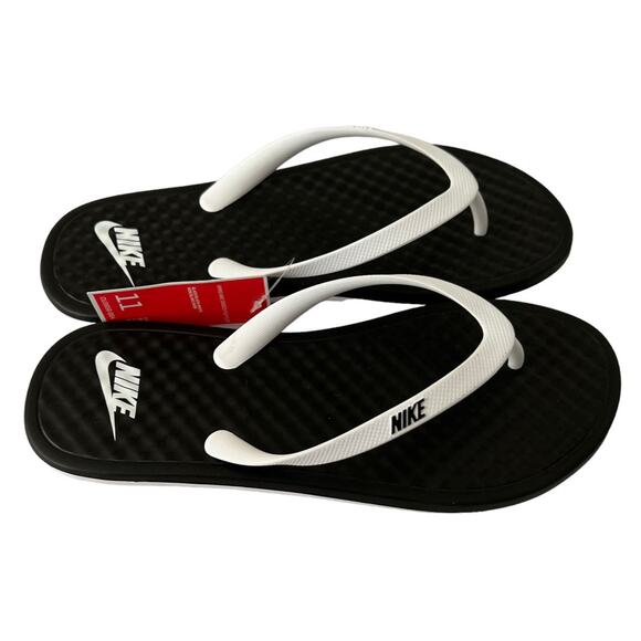 Nike OnDeck Thong Black & White Thong Flip Flop Slippers Women Size 11 - Picture 2 of 5